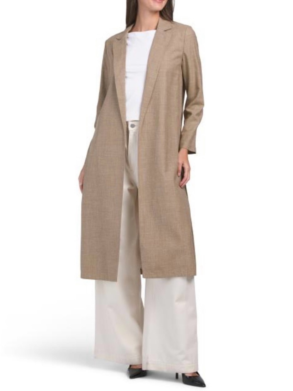 NWT Lafayette 148 New York Wool Silk Linen Notch Lapel Long Duster Coat Cadet Kh - Picture 11 of 11